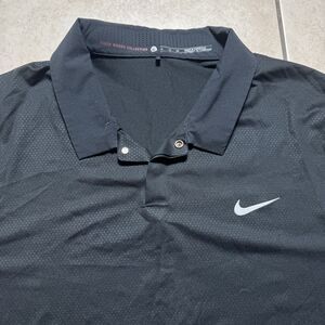 Nike Tiger Woods Men’s XL Snap Collar Golf Black Dri-Fit Metal Polo Shirt
